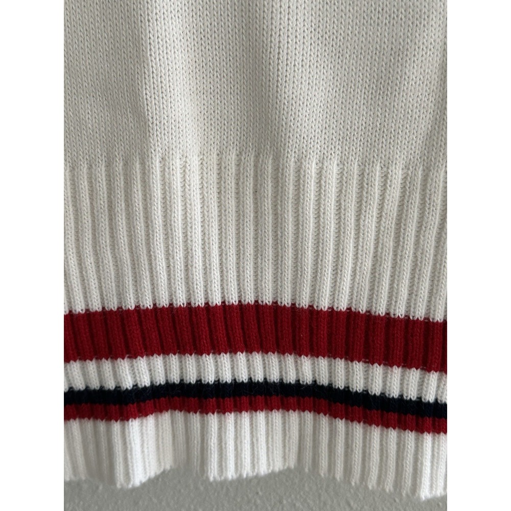Vintage PUERTO RICO Spellout Sweater White Red Y2K Women's Large by Rave - Picture 3 of 16